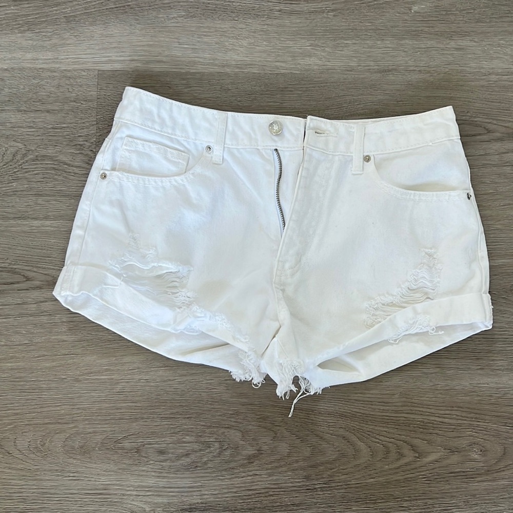 White jean shorts